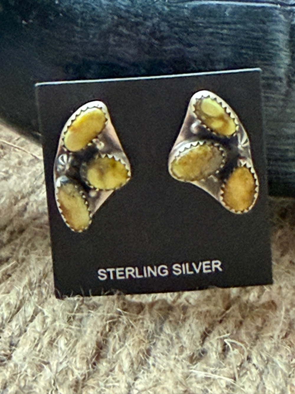 Sterling Silver Palomino Stone Cluster Earrings Southwestern